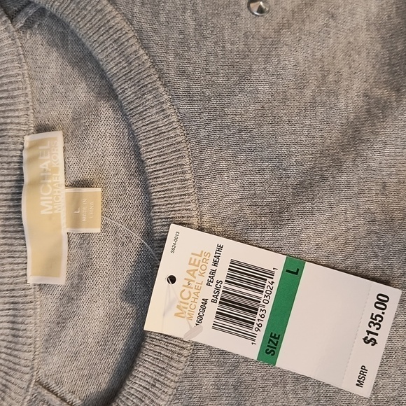 MICHAEL Michael Kors Jewel Embellished Woman's Sweater Gray Size L - Picture 13 of 16